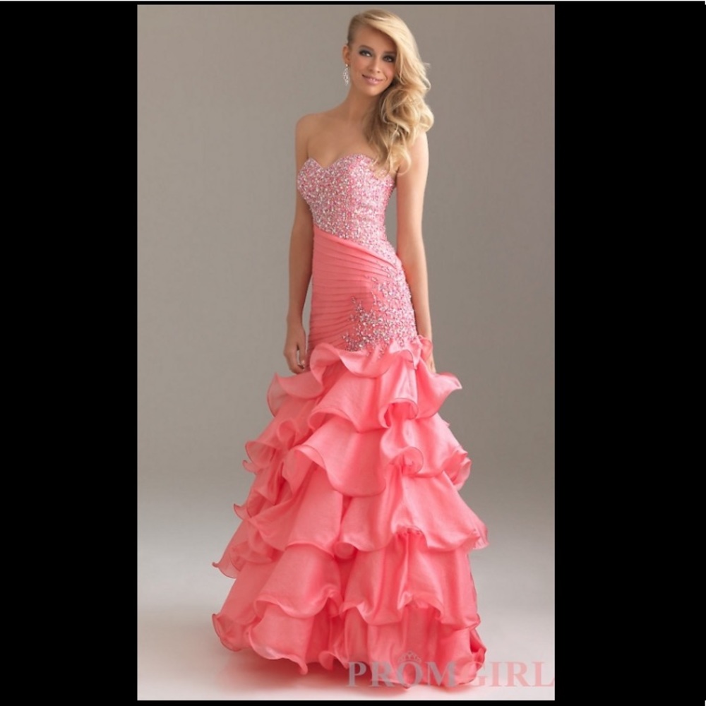 Pink Strapless Beaded Prom Dress Size 2/4